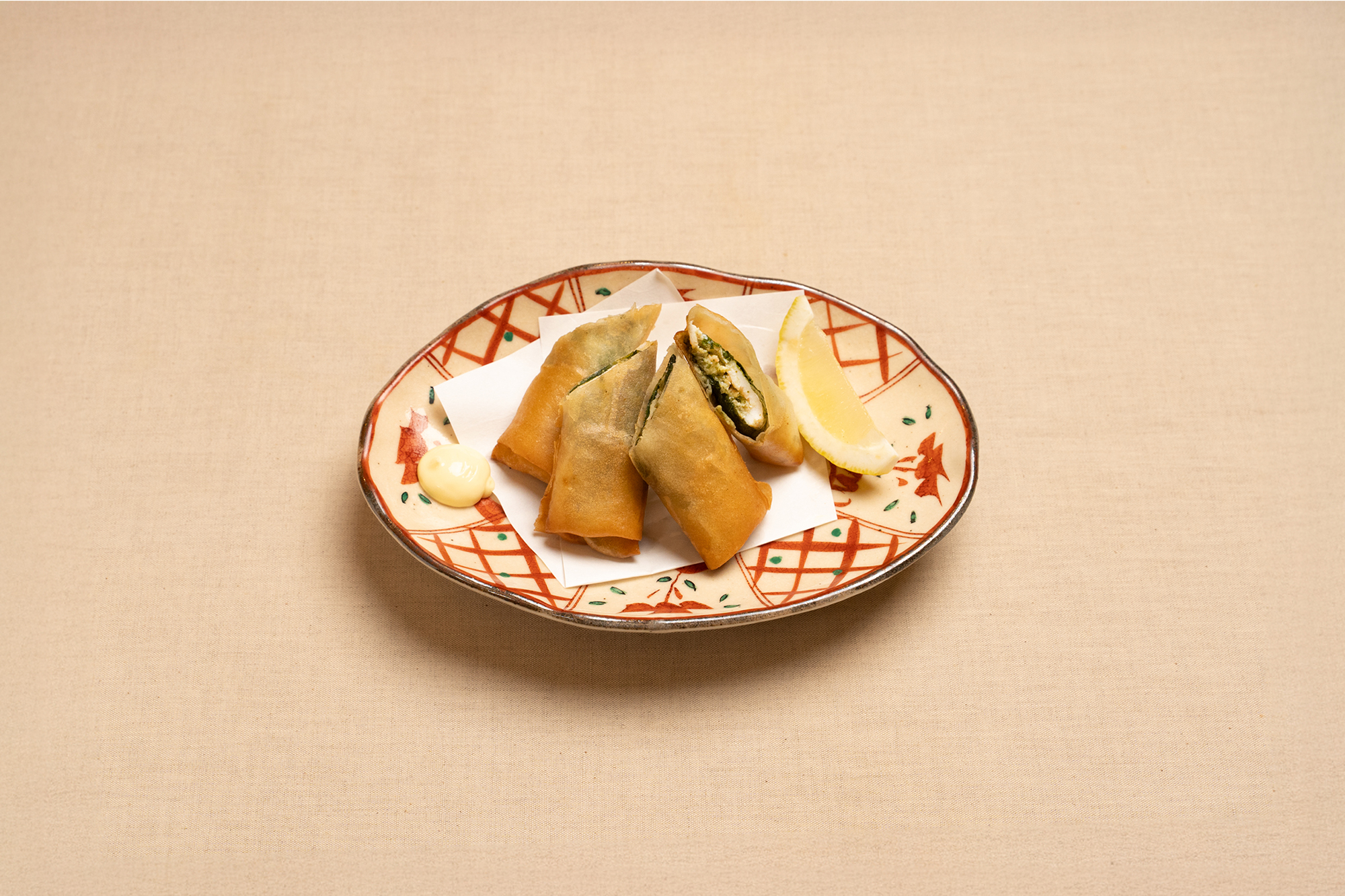 鶏むね肉の大葉ジェノベ春巻き